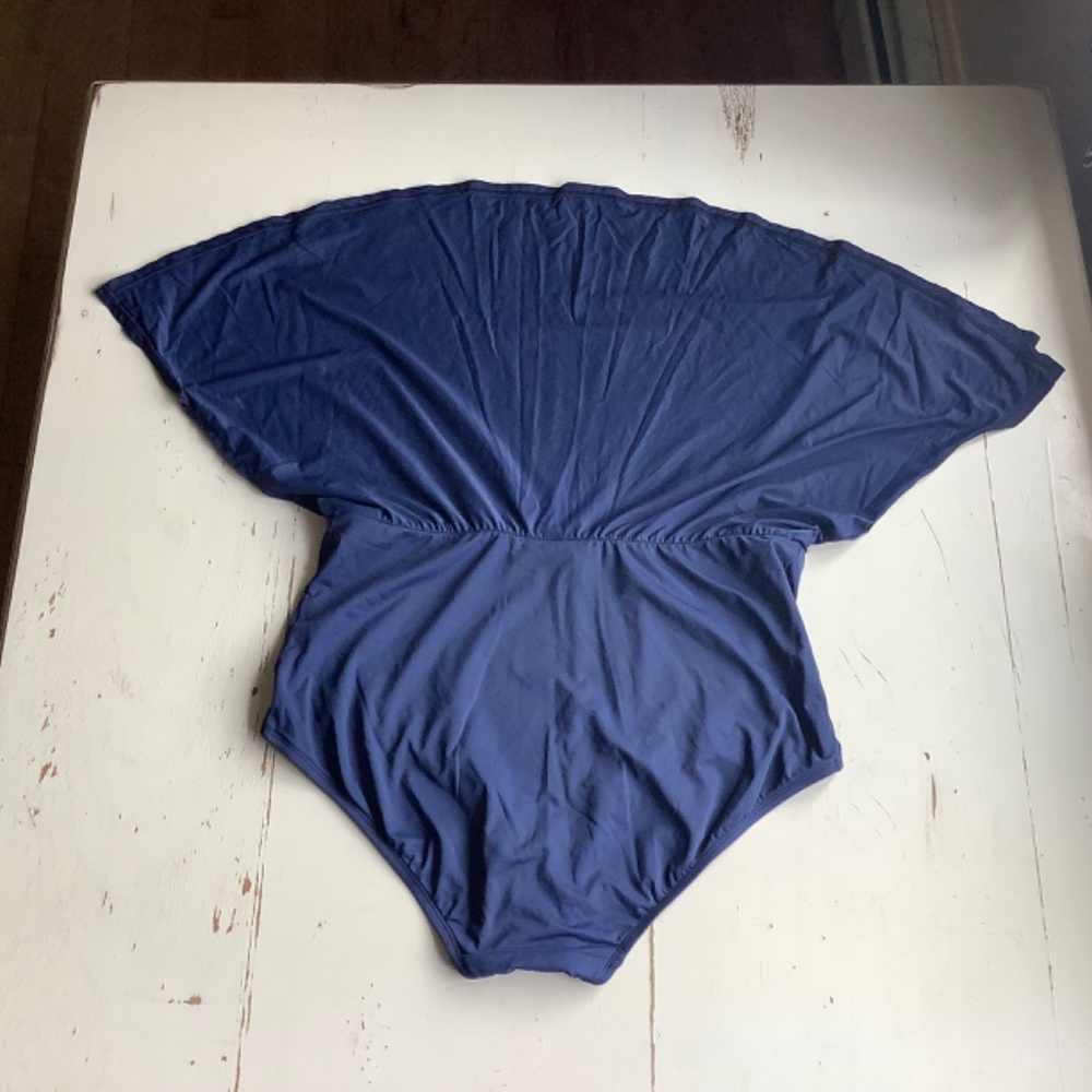 Beach House Black Ruffled Tankini + Navy Blue Swim Skirt 18W - Picture 7 of 8